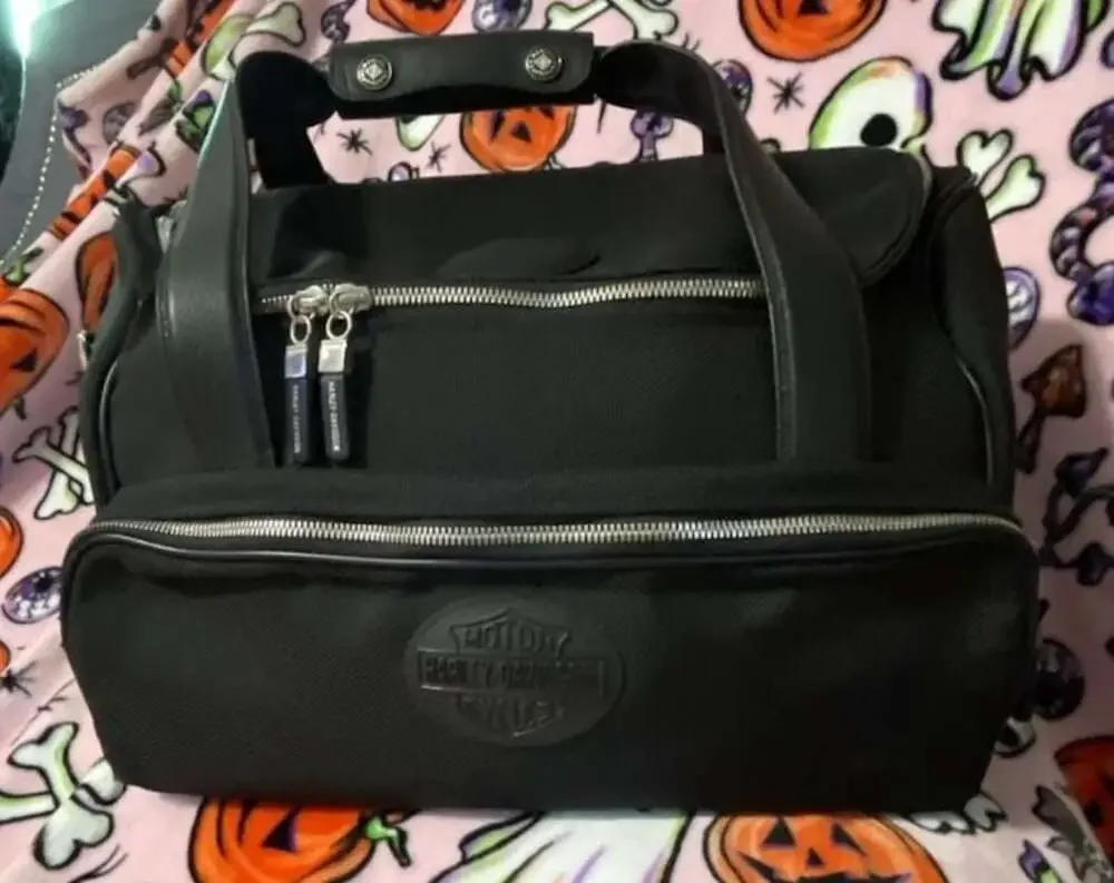 Harley-Davidson Black Canvas Travel Duffel Overnight Bag